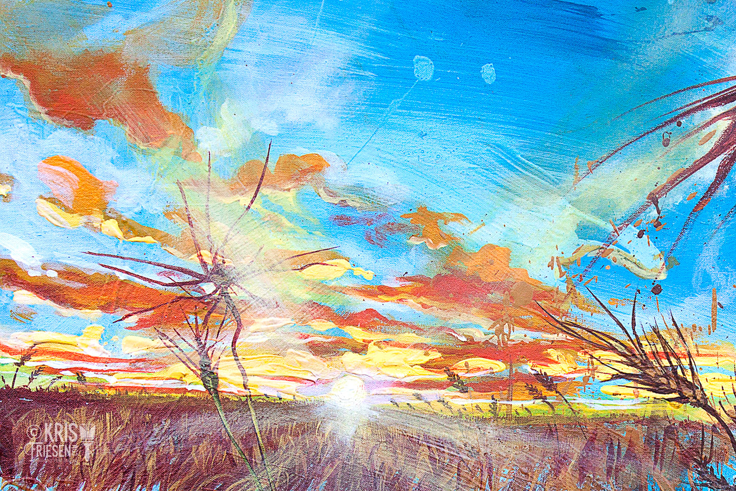 Prairie Brush Strokes Landscape Painting Kris Friesen Canadian Mural